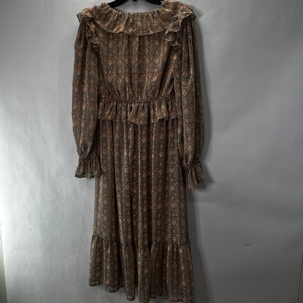 Moon River Cottegecore Ruffle Sleeve Maxi Dress Cinched Waist Neutral Size M - Picture 5 of 8